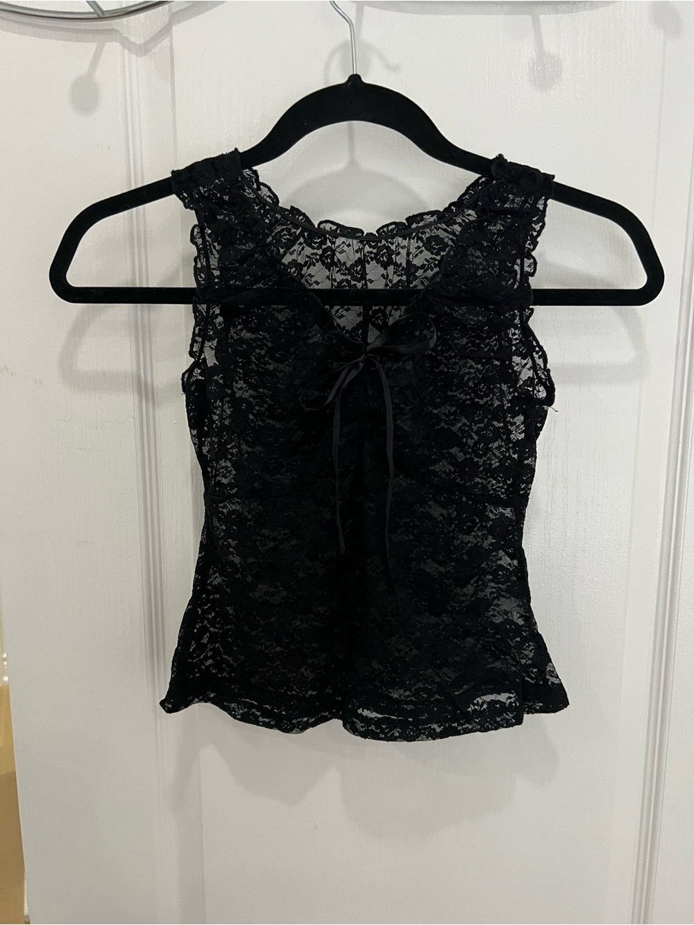 Brandy Melville Black Lace Sleeveless Tie-Front Top